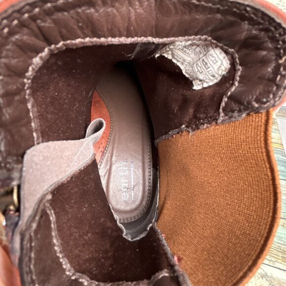 Earth Ankle Boot Womens 11M Brown Leather Zip Block Heel Casual Burnished Toe - Picture 5 of 12